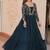 Teal faux blooming with sequins & zari embroidered work gown