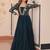 Teal faux blooming with sequins & zari embroidered work gown