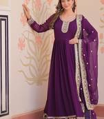 Faux georgette with embroidered work wedding gown dupatta