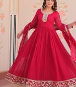 Faux georgette with embroidered work wedding gown dupatta