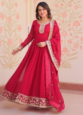 Faux georgette with embroidered work wedding gown dupatta 4