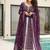 Wine faux georgette with zari & sequins embroidered work wedding gown