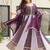 Wine faux georgette with zari & sequins embroidered work wedding gown