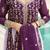 Wine faux georgette with zari & sequins embroidered work wedding gown