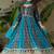 Teal faux georgette with zari & sequins embroidered work wedding gown