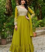 Perrot star georgette with embroidery beads sequins-work gown with dupatta