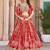 red chinon digital printed wedding lehenga choli