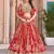 red chinon digital printed wedding lehenga set choli with dupatta