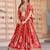 red chinon digital printed wedding lehenga choli