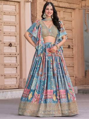 sky blue dori embroidered chinon lehenga set choli with dupatta with dupatta 2