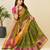 green woven semi cotton saree