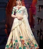 cream satin digital printed festival wear lehenga choli