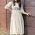 Off-white floral embroidered long kurti