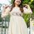 Off-white floral embroidered long kurti