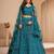 teal blue sequins embroidered wedding lehenga choli