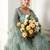 mint green net beads embroidered lehenga choli with dupatta
