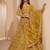 mustard yellow net function wear lehenga choli with dupatta