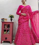 rani pink georgette sequins work party wear lehenga saree