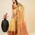 beige silk blend contrast zari border saree with matching blouse