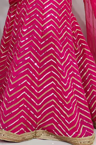rani pink georgette sequins work party lehenga saree
