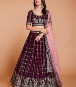 purple sequins georgette wedding lehenga choli