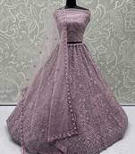 pink net sequins bridesmaid lehenga choli with dupatta