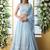 sky blue thread work georgette bridesmaid lehenga choli