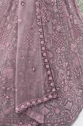pink net sequins lehenga set choli with dupatta with dupatta