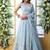 sky blue thread work georgette bridesmaid lehenga choli