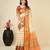 cream contrast zari border silk blend saree with matching blouse
