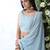sky blue thread work georgette bridesmaid lehenga choli