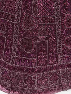 purple net dori embroidered lehenga set choli with dupatta with dupatta 4