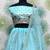 blue embroidered net engagement wear lehenga choli