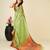 green silk blend contrast zari border saree with matching blouse