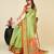 green silk blend contrast zari border saree with matching blouse