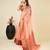peach silk blend contrast zari border saree with matching blouse