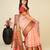 peach silk blend contrast zari border saree with matching blouse
