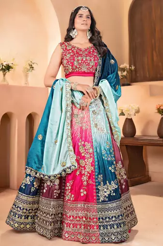 multi-color chinon sequins embroidered lehenga choli