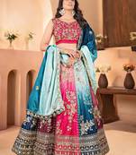 multi-color chinon sequins embroidered lehenga choli