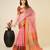 pink silk blend contrast zari border saree with matching blouse