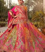 multi-color banarasi silk stone work bridal lehenga choli
