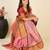 pink silk blend contrast zari border saree with matching blouse