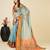 sky blue contrast zari border silk blend saree with matching blouse
