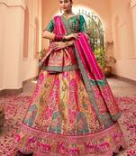 hot pink zari weaving banarasi silk lehenga choli