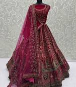 pink embroidered bridal lehenga choli with double dupatta