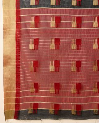 black woven banarasi semi cotton saree 5