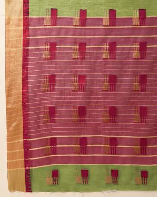 green woven banarasi semi cotton saree 5