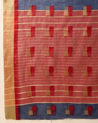 navy blue woven banarasi semi cotton saree 5