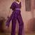 Wine organza two-piece co-ord set with cutdana & moti hand embroidery