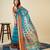 skyblue soft semi cotton saree with blouse piece